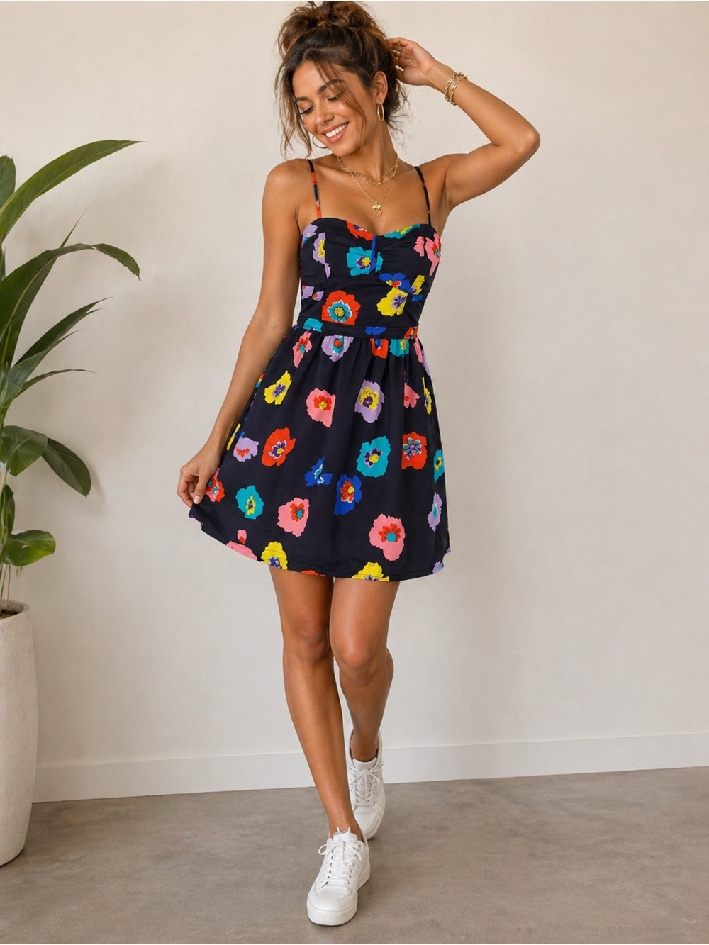 🌸💙 American Eagle Floral Fit & Flare Dress – Size 2 🌼✨
